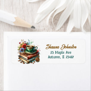 Antique books and Vintage Coffee Cup Label