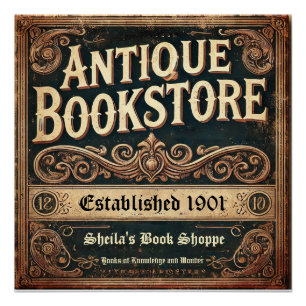 Antique Bookstore Customizable Glossy Poster