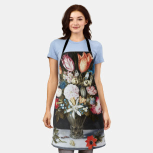 Antique Bosschaert Dutch Tulips and Roses Art Apron
