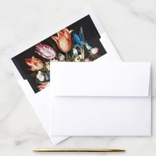 Antique Bosschaert Dutch Tulips and Roses Art Envelope Liner