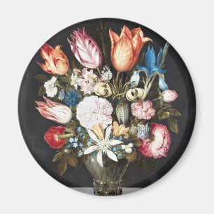 Antique Bosschaert Dutch Tulips and Roses Art Magnet