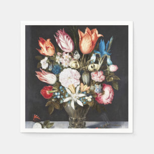 Antique Bosschaert Dutch Tulips and Roses Art Napkins