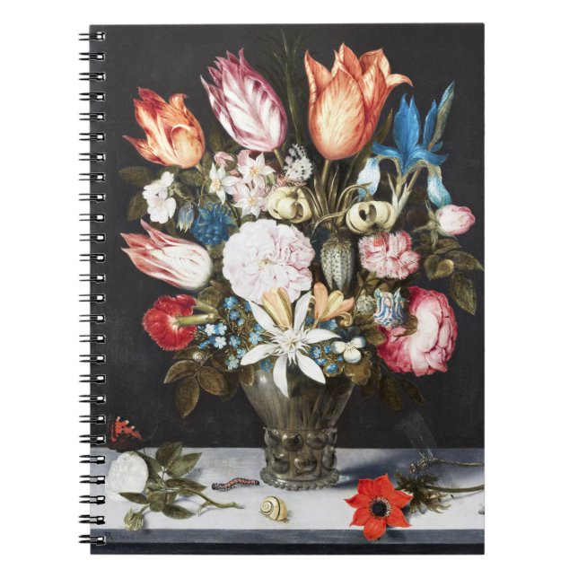 Antique Bosschaert Dutch Tulips and Roses Art Notebook (Front)