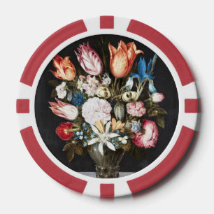 Antique Bosschaert Dutch Tulips and Roses Art Poker Chips