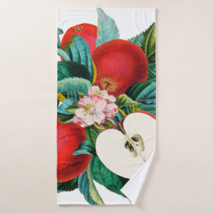 Antique botanical apple fruit arrangement, apple t bath towel