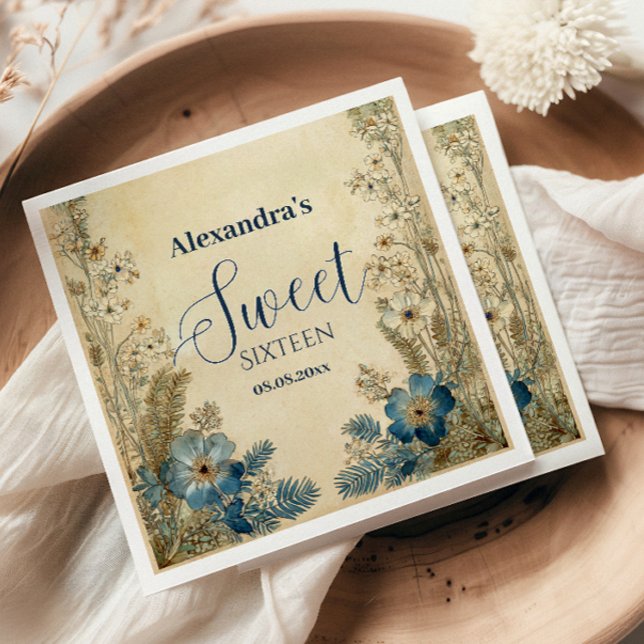 Antique Botanical Art Nouveau Sweet Sixteen Napkins (Creator Uploaded)