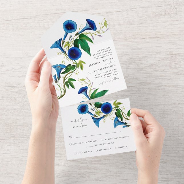 Antique Botanical Floral All in One Wedding Invite (Tearaway)