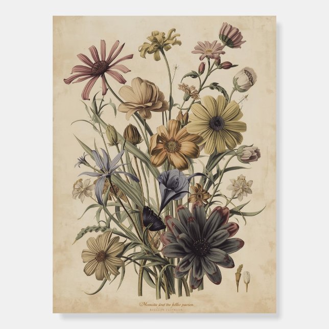 Antique Botanical Flower Plate Poster (Front)