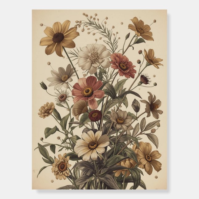 Antique Botanical Flower Plate Poster (Front)