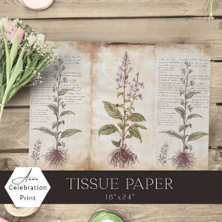 Antique Botanical Herbs Decoupage Tissue Paper