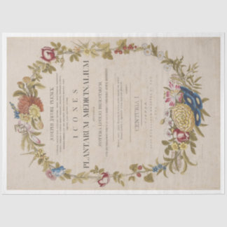 Antique Botanical Wreath Decoupage Tissue Paper