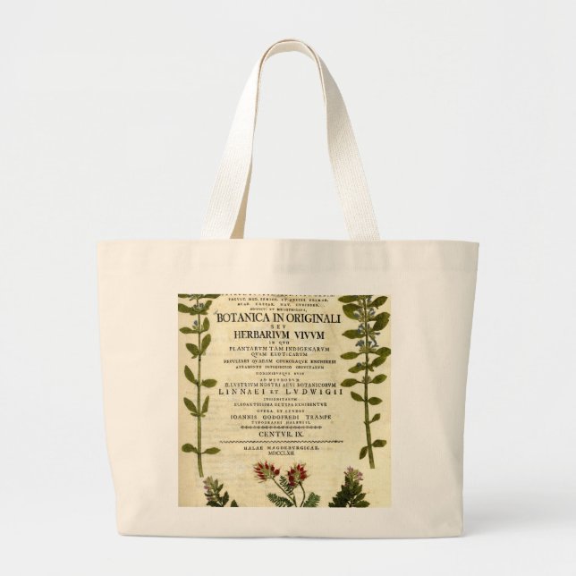 Antique Botany Bookplate Large Tote Bag (Front)