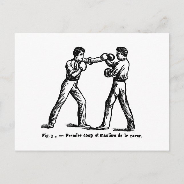 Antique Boxing Illustration Postcard (Front)