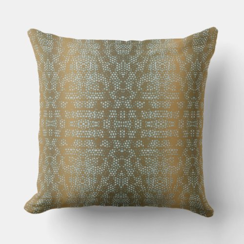 Antique Brass Turquoise Snake Skin Pattern Throw Pillow