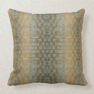 Antique Brass Turquoise Snake Skin Pattern Throw Pillow