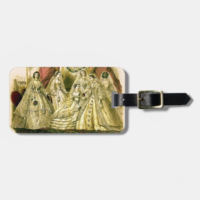 Antique Bride Vintage Wedding Luggage Tag (Front Horizontal)