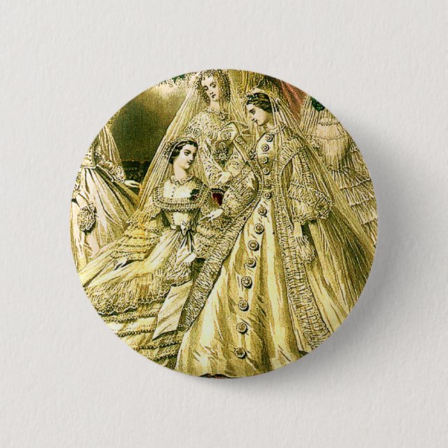 Antique Bride Vintage Wedding Pinback Button (Front)