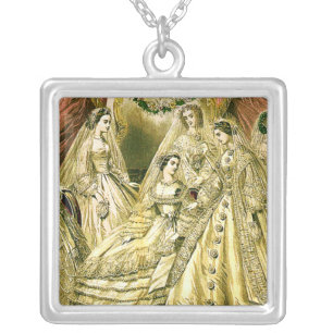 Antique Bride Vintage Wedding Silver Plated Necklace