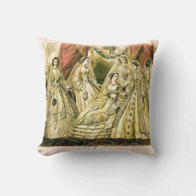 Antique Bride Vintage Wedding Throw Pillow (Front)