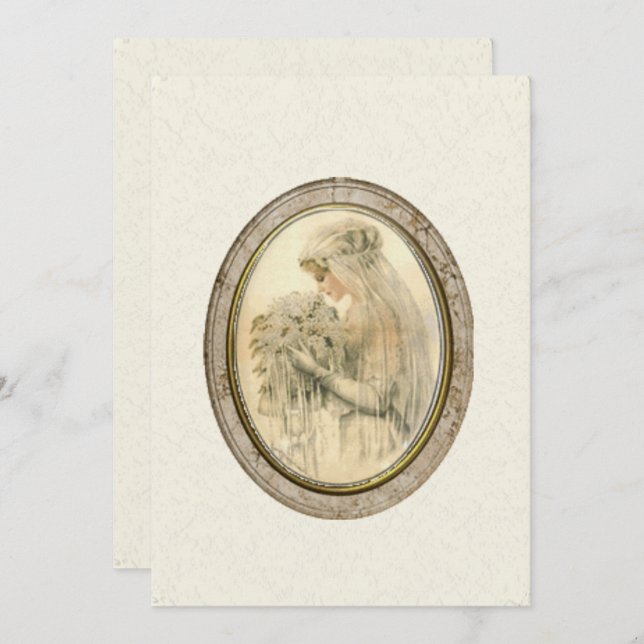 Antique Bride Wedding Ivory Invitation (Front/Back)
