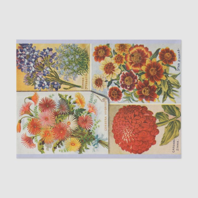 Antique Brilliant Color Summer Flower Tissue Paper (Front)