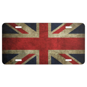 Antique British Union Jack Flag of England License Plate