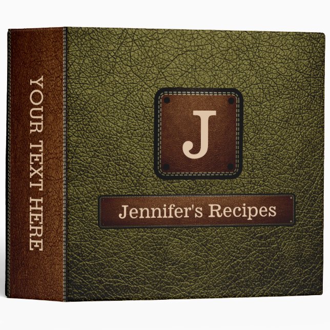 Antique bronze Elegant Recipe Leather Look Binder (Front/Spine)