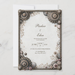 Antique Bronze Medallion Wedding Invitation