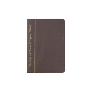 Antique Brown Leather Book Look Passport Wallet Passport Holder
