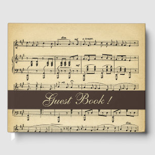 Antique Brown Music Updated Guest Book