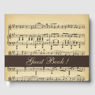 Antique Brown Music Updated Guest Book