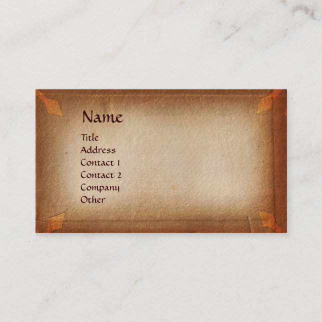 ANTIQUE BROWN PARCHMENT BUSINESS CARD (Front)