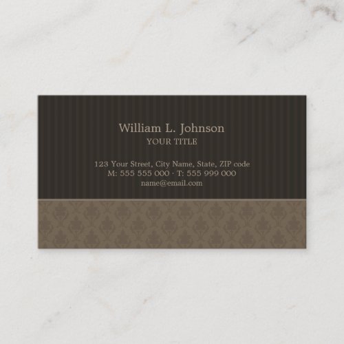 Antique Brown Damask business card