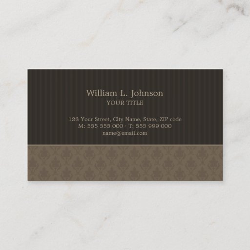 Customizable Antique Brown Damask business card