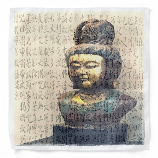 Antique Buddha Heart Sutra Buddhism Art Bandana (Front)