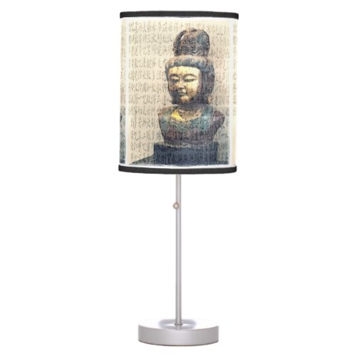 Antique Buddha Heart Sutra Buddhism Art Table Lamp