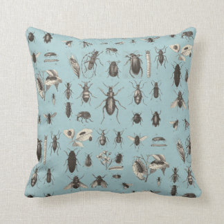 Antique Bugs and  Insects Entomology Throw Pillow