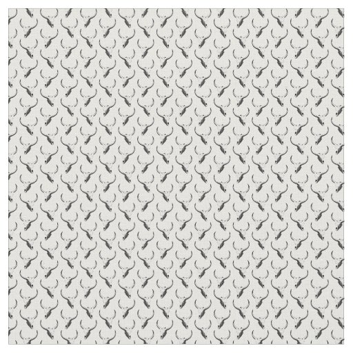 Antique Bull Skull Western Pattern CUSTOM BG COLOR Fabric