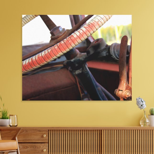 Antique Bus Steering Wheel Canvas Print (Insitu(LivingRoom))