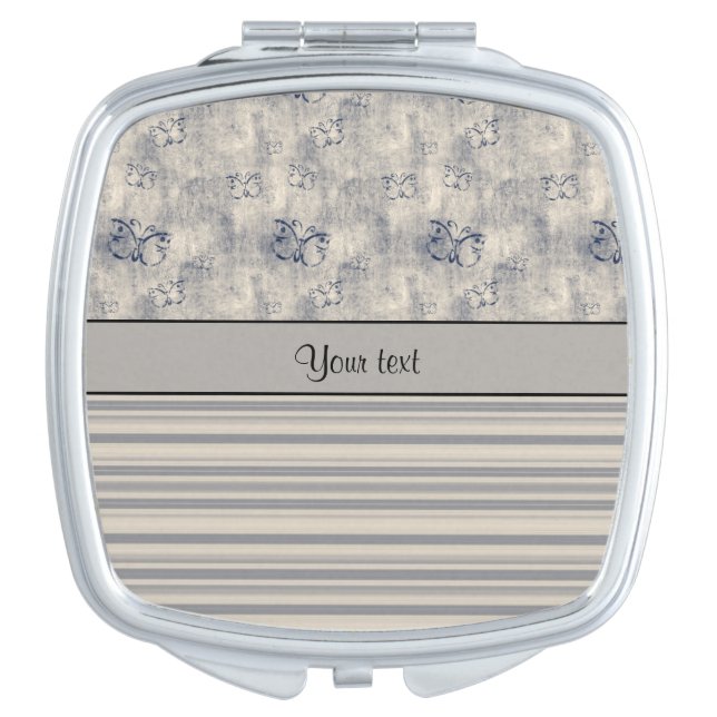 Antique Butterflies & Stripes Mirror For Makeup (Front)