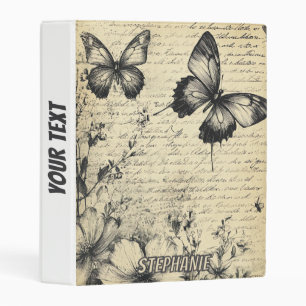 Antique Butterfly Entomology Botanical Sketch Mini Binder