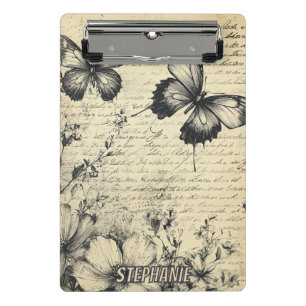 Antique Butterfly Entomology Botanical Sketch Mini Clipboard
