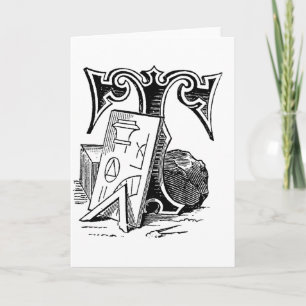 Antique Calligraphy Masonic Symbols Letter T Note Card