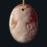 Antique Cameo Ceramic Ornament<br><div class="desc">Romantic antique cameo - image of a pretty Victorian Lady - delicate filigree detail.</div>