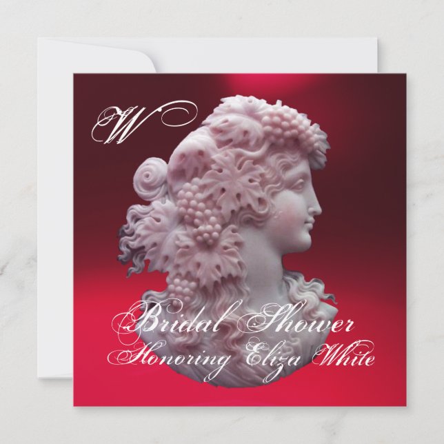 ANTIQUE CAMEO,LADY AND GRAPES BRIDAL SHOWER INVITATION (Front)
