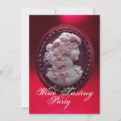 ANTIQUE CAMEOLADY AND GRAPES WINE TASTING PARTY INVITATION