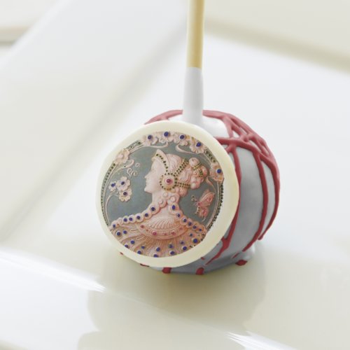 ANTIQUE CAMEO  LADY WITH BUTTERFLY AND FLOWERS CAKE POPS
