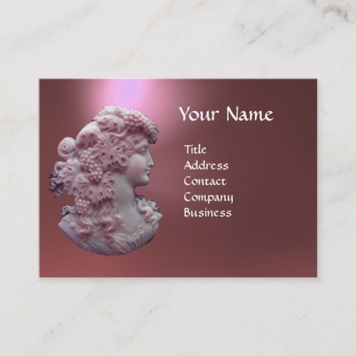 ANTIQUE CAMEO LADY WITH GRAPES AND GRAPEVINES BUSINESS CARD