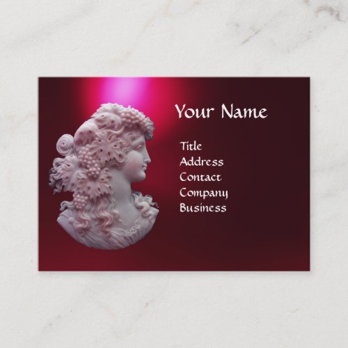 ANTIQUE CAMEO LADY WITH GRAPES AND GRAPEVINES BUSINESS CARD