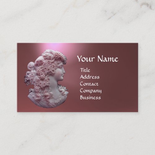 ANTIQUE CAMEO LADY WITH GRAPES AND GRAPEVINES BUSINESS CARD